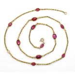 Garnet set 9ct yellow gold necklace