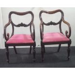 Pair of William IV mahogany carver chairs