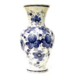 Good Delft blue & white tall mantle vase