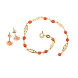 18ct yellow gold and Italian coral bracelet