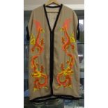 Chinese embroidered dragon 3/4 length jacket