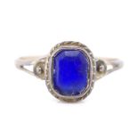 Antique 8ct rose gold and blue glass ring