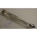 Set of George III sterling silver bright cut tongs