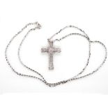 Diamond set 18ct gold cross and chain