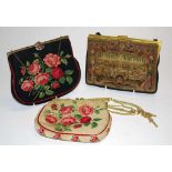 Three antique tapestry evening bags