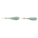 Emerald set sterling silver drop earrings