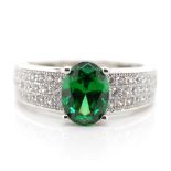 Sterling silver and green gemstone ring