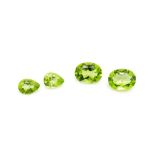 Four of loose peridot gemstones