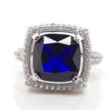 Sterling silver and blue gemstone ring
