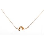 Rose gold gilt silver bird necklace