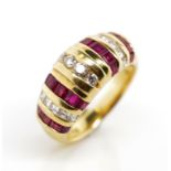 Ruby and diamond set 18ct yellow gold ring