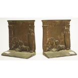 Pair of vintage brass Egyptian theme bookends