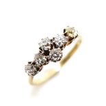 Six stone diamond set antique gold ring