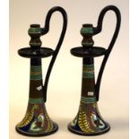 Pair of large art deco Gouda chamber sticks