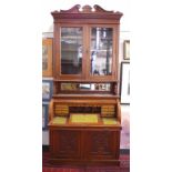 Edwardian cylinder desk bookcase