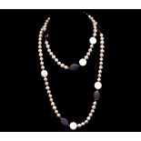 Pearl and agate opera length necklace