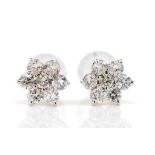 Diamond cluster set 18ct white gold stud