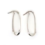 9ct white gold twisted oblong hoop earrings