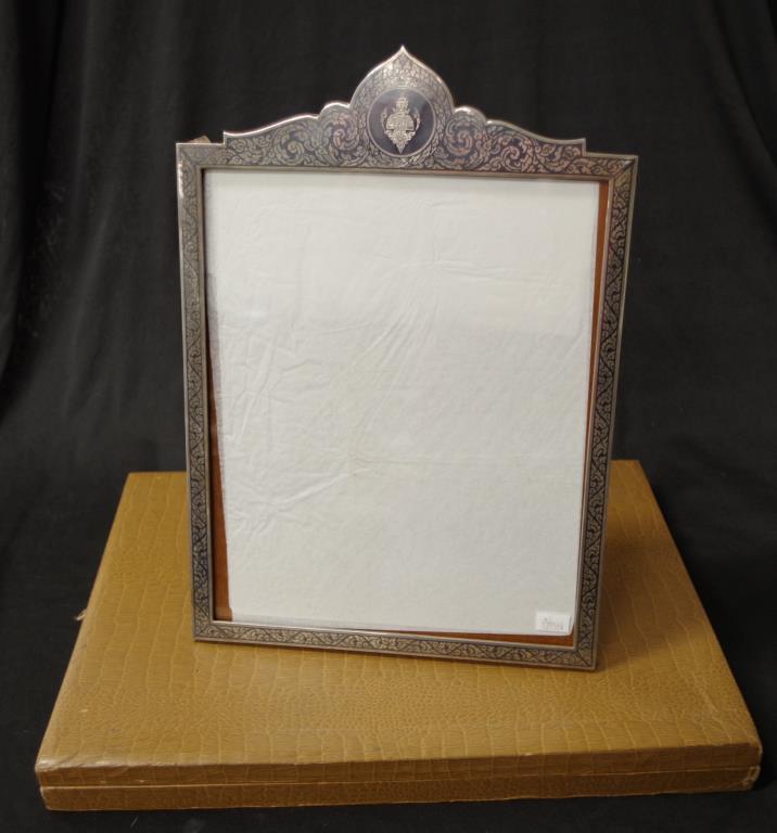 Cased Thai sterling silver photo frame