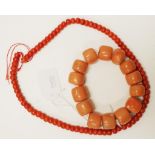 Two various strings of Oriental coral jewellery