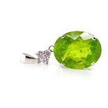 Peridot, pink diamond and 18ct white gold pendant