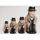 Four graduated Doulton 'Churchill' character jugs