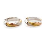 9ct tri colour gold hoop earrings