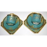 Two Royal Doulton gilt decorated trios