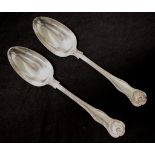 Pair Victorian sterling silver serving spoons