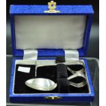 Cased sterling silver baby feeding set