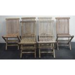 Six teak fold away outdoor chairs