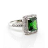 Sterling silver and green gemstone ring