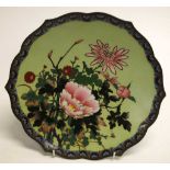 Vintage Chinese cloisonne floral display plate