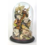 Large Victorian floral glass dome centrepiece