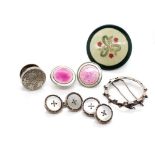 Sterling silver and MOP button cufflinks and group