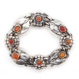 Georg Jensen art nouveau silver and coral bracelet