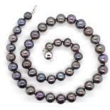 Cultured black pearl necklace