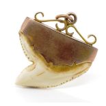 Antique gold mounted shark's tooth fob charm