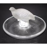 Lalique crystal Quail figure ring dish