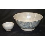 Two various antique Oriental pottery bowls