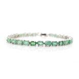 Emerald and silver line bracelet