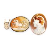 Three antique carved cameo's