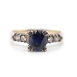 Sapphire and diamond set gold ring