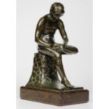 Antique bronze figure of a seated male