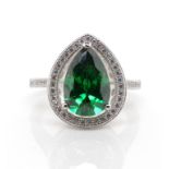 Sterling silver and green gemstone ring