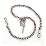 George V sterling silver fob chain