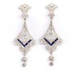 Sapphire and diamond set chandelier earrings