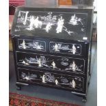 Chinese Mother of Pearl lacquered bureau desk