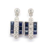Art deco style sapphire and diamond earrings