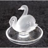 Lalique France crystal Swans figure